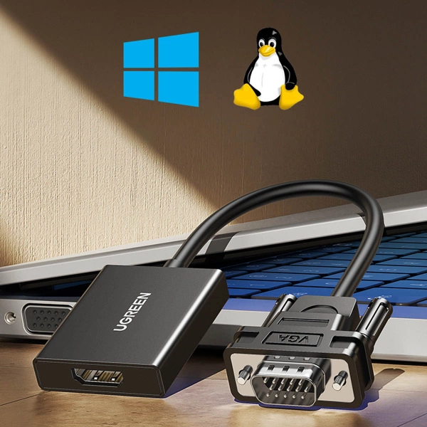 Ugreen VGA (Male) to HDMI (Female) Adapter Cable 0.15m Black (CM513)