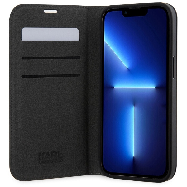 KARL LAGERFELD KLBKP14XSANKCPK IPHONE 14 PRO MAX 6.7" BOOKCASE CZARNY/BLACK SAFFIANO KARL & CHOUPETTE