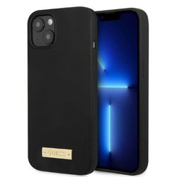 Guess GUHMP13MSPLK iPhone 13 / 14 / 15 6.1" czarny/black hard case Silicone Logo Plate MagSafe