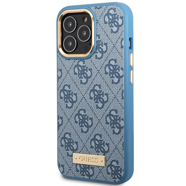 Guess GUHMP14LU4GPRB iPhone 14 Pro 6.1" niebieski/blue hard case 4G Logo Plate MagSafe