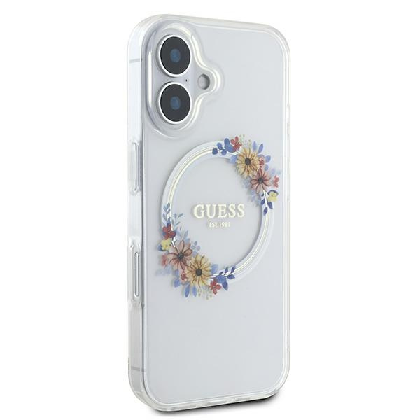 Guess GUHMP16SHFWFCT iPhone 166.1" przeźroczysty/transparent hardcase IML Flowers Wreath MagSafe