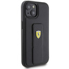 Etui Ferrari Grip Stand Metal Logo na iPhone 15 - czarne