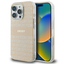 DKNY DKHMP16LHRHSEP iPhone 16 Pro 6.3"różowy/pink hardcase Repeat texture patern & Stripe MagSafe