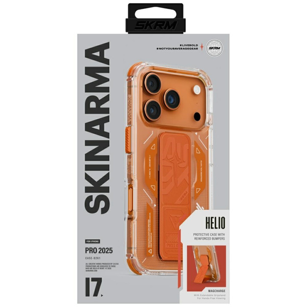 Etui Skinarma Helio do iPhone 17 Pro     Magnetic Charging + Grip Stand pomarańczowy