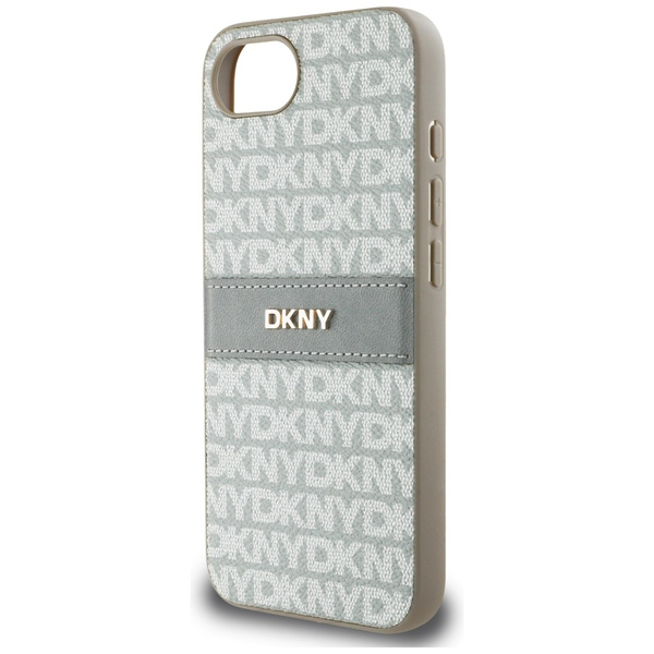 Etui DKNY Repeat Texture Pattern with    Tonal Stripe do iPhone 16e beżowy
