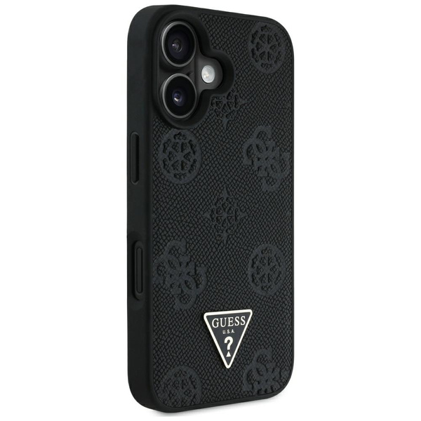 Etui Guess Grained Hot Stamp Peony       Triangle Logo MagSafe do iPhone 16 czarny