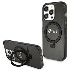 GUESS GUHMP13LHRSGSK IPHONE 13 PRO / 13 6.1 "BLACK / BLACK HARDCASE RING STAND SCRIPT GLITTER MAGSAFE