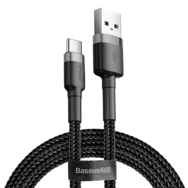 BASEUS CAFULE CABLE DURABLE NYLON CORD USB / USB-C QC3.0 2A 2M BLACK-GRAY (CATKLF-CG1)
