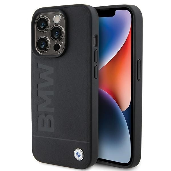 BMW BMHCP15XSLLBK IPHONE 15 PRO MAX 6.7" CZARNY/BLACK LEATHER HOT STAMP