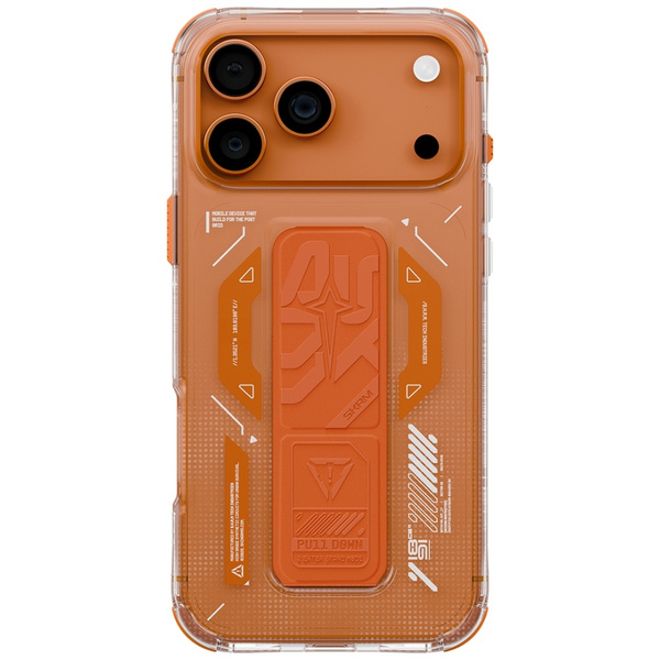 Etui Skinarma Helio do iPhone 17 Pro Max Magnetic Charging + Grip Stand pomarańczowy