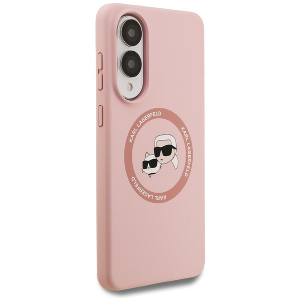 Etui Karl Lagerfeld Silicone Double      Heads And Circle MagSafe do Samsung Galaxy S25 Edge różowy