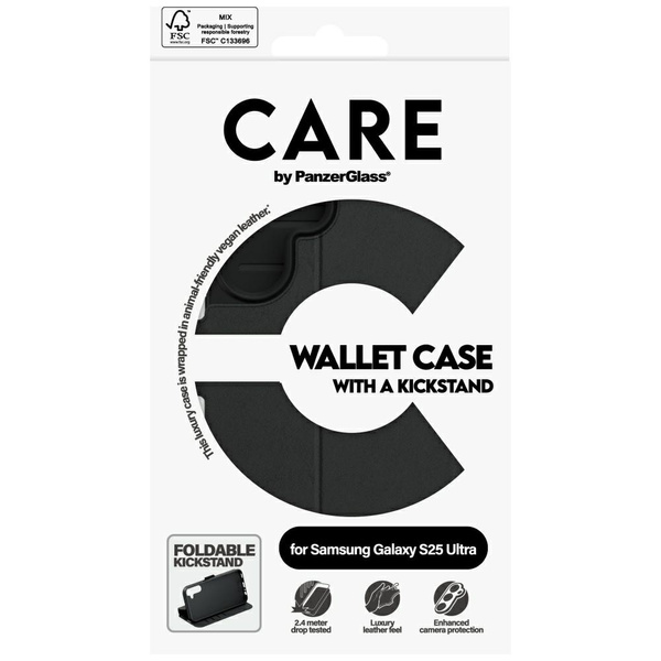 Etui CARE by PanzerGlass Feature Wallet   Kickstand do Samsung Galaxy S25 Ultra czarny