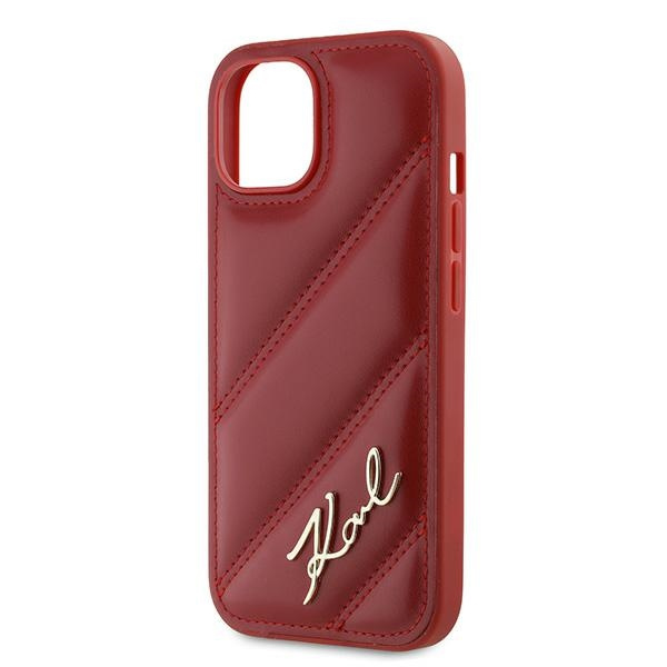 KARL LAGERFELD KLHCP15SPQDSMGR IPHONE 15 / 14 / 13 6.1" RED/RED HARDCASE DIAGONAL QUILTED SCRIPT