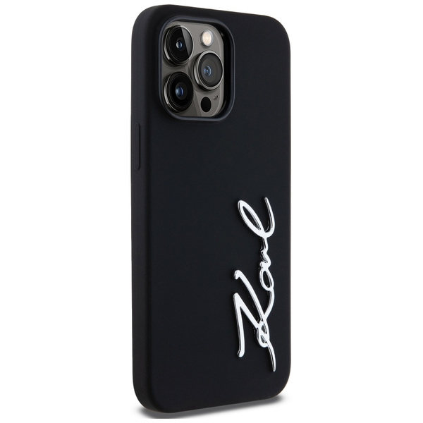 Etui Karl Lagerfeld Silicone Metal        Script Logo do iPhone 14 Pro Max czarny