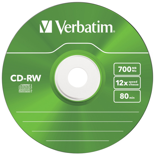 Płyta CD-RW Verbatim COLOUR SL 700MB     8-12X 5szt wielokolorowy 43167