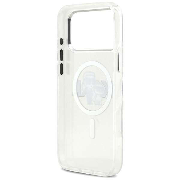 Etui Karl Lagerfeld IML Glitter Karl &   Choupette Sketch Logo MagSafe do iPhone 17 Pro Max przezroczysty