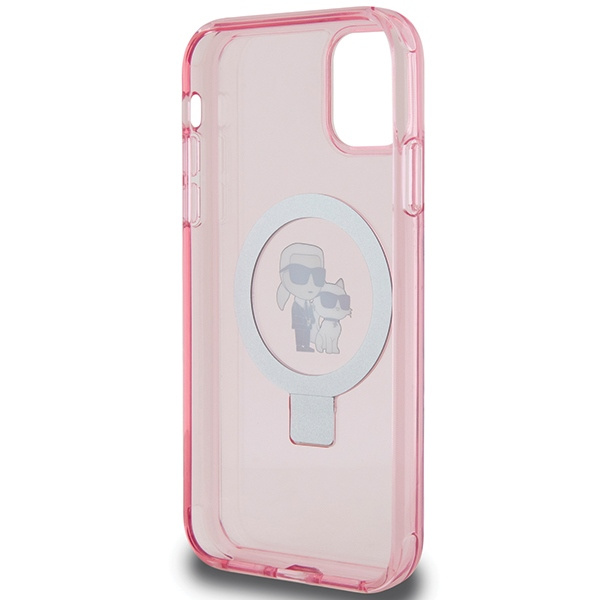Etui Karl Lagerfeld Ring Stand Karl&Choupettte MagSafe na iPhone 11 / Xr - różowe