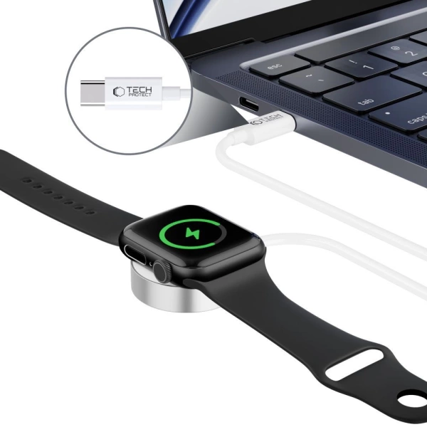 Ładowarka Tech-Protect UltraBoost indukcyjna magnetyczna ze złączem USB-C do Apple Watch 1.2m - biała