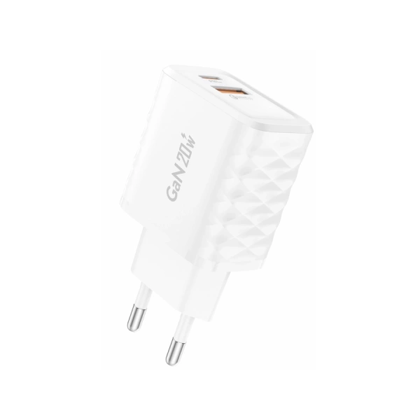 FONENG ładowarka sieciowa EU56 GaN PD 20W 1xUSB-C + 1xUSB QC3.0 Biały
