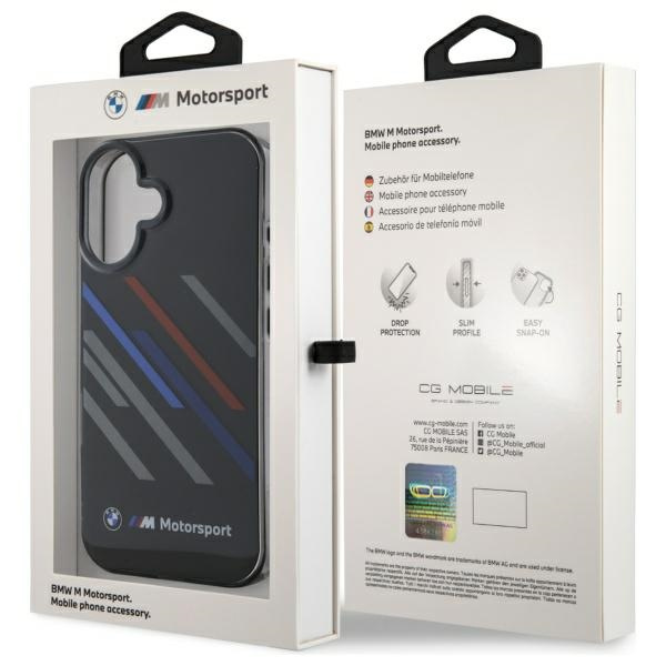 BMW BMHCP16M23HTRAK iPhone 16 Plus 6.7"   czarny/black hardcase Motorsport IML Random Stripes