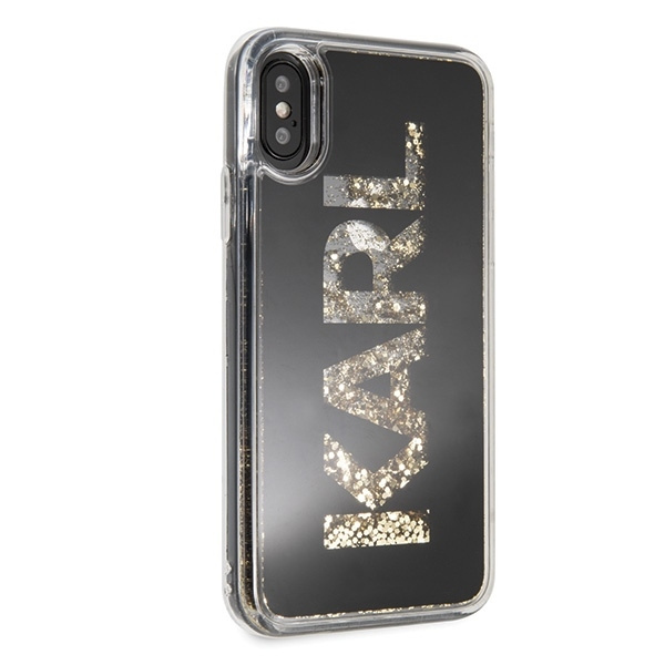 Etui Karl Lagerfeld Karl logo Glitter na iPhone X / Xs - czarne
