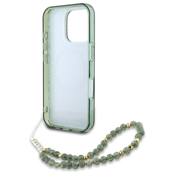 Guess GUHMP16XHCPOFPA iPhone 16 Pro Max  6.9" zielony/green hardcase IML Flowers Allover Electro With Pearl Strap MagSafe