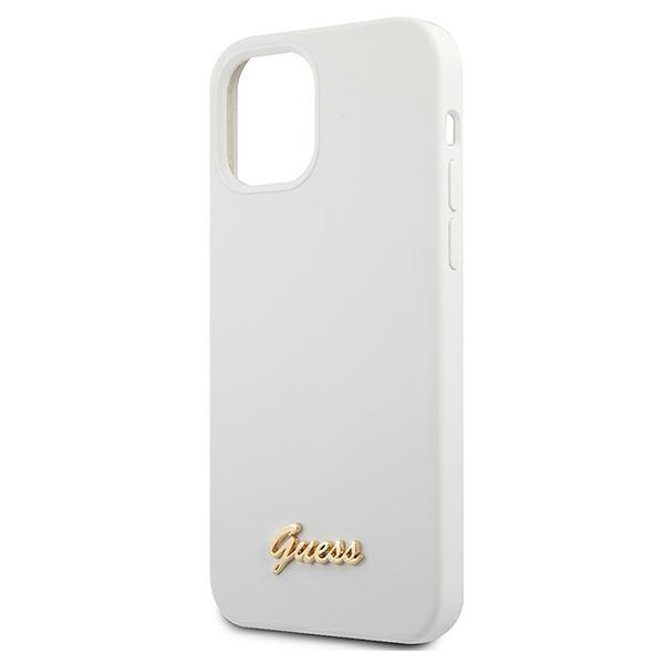 Guess GUHCP12SLSLMGWH iPhone12 mini 5,4" biały/white hardcase Metal Logo Script