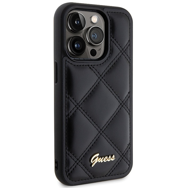 GUESS GUHCP15LPSQSQSK IPHONE 15 PRO 6.1 "BLACK/BLACK HARDCASE QUILTED METAL LOGO