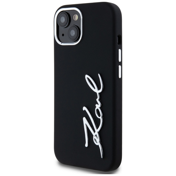 Etui Karl Lagerfeld Silicone Metal       Script Logo do iPhone 15 czarny