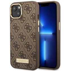 Guess GUHMP14MU4GPRW iPhone 14 Plus / 15 Plus 6.7" brązowy/brown hard case 4G Logo Plate MagSafe