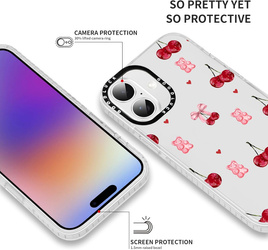 Etui Pnakqil iPhone 17, białe silikonowe, wiśnie cherry print pudełko