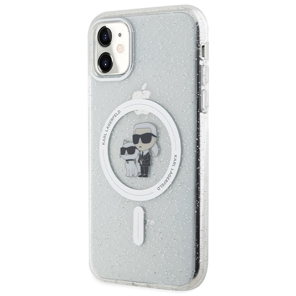 Etui Karl Lagerfeld Karl&Choupette Glitter MagSafe na iPhone 11 / Xr - przezroczyste
