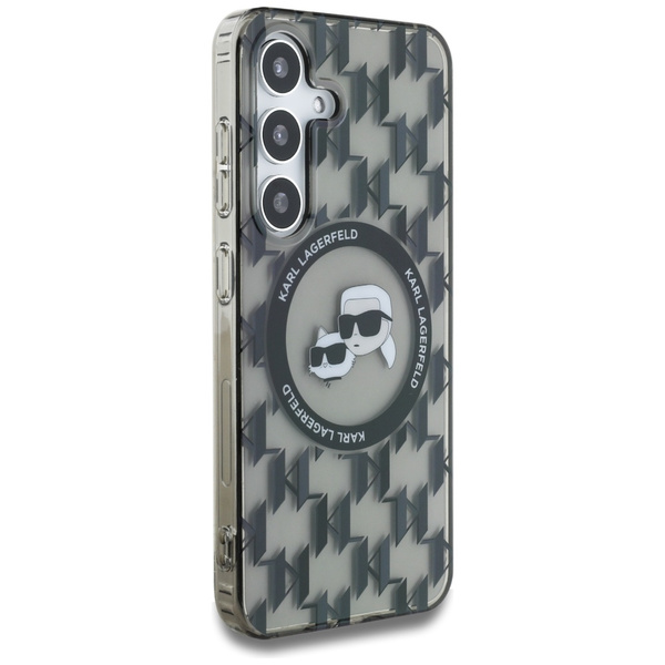 Etui Karl Lagerfeld Button                Karl&Choupette Heads On KL Pattern MagSafe do Samsung Galaxy S25 czarny