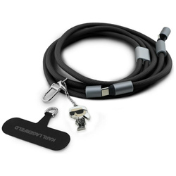 Uniwersalna smycz kabel Karl Lagerfeld   CBDY Ikonik Charm USB-C/USB-C czarny