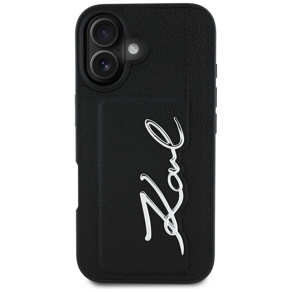Etui Karl Lagerfeld HC Grained PU         Cardslot Metal Signature do iPhone 16 czarny