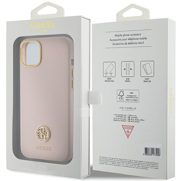Guess GUHCP15SM4DGPP iPhone 15 / 14 / 13 6.1" jasnoróżowy/pink hardcase Silicone Logo Strass 4G