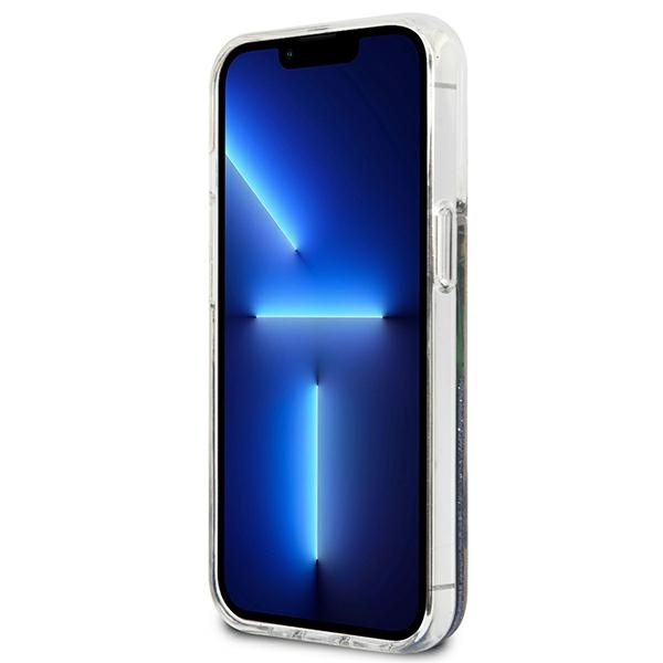 Guess GUHCP13SLFLSB iPhone 13 mini 5,4"niebieski/blue hardcase Flower Liquid Glitter