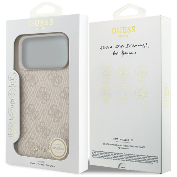 Etui Guess 4G Charms Collection MagSafe do iPhone 17 Pro Max różowy