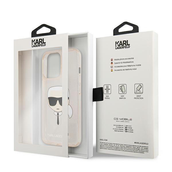 KARL LAGERFELD KLHCP13XKHTUGLGO IPHONE 13 PRO MAX 6,7" ZŁOTY/GOLD HARDCASE GLITTER KARL`S HEAD