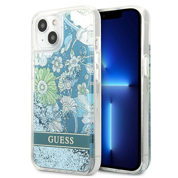 Guess GUHCP13SLFLSN iPhone 13 mini 5,4"zielony/green hardcase Flower Liquid Glitter