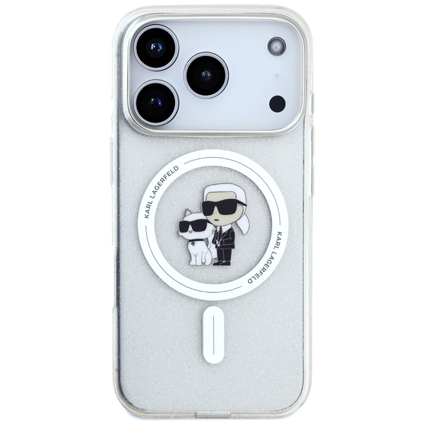 Etui Karl Lagerfeld IML Karl Choupette   Glitter MagSafe do iPhone 17 Pro Max przezroczysty
