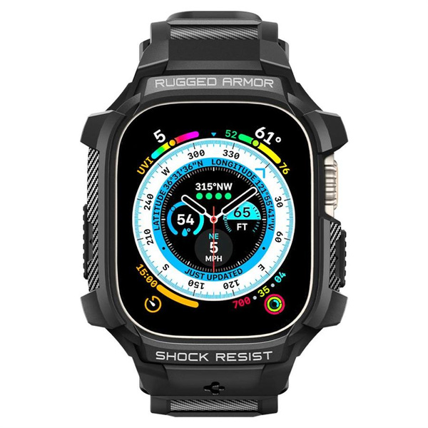 Etui z paskiem Spigen Rugged Armor Pro na Apple Watch Ultra (49 mm) - czarne