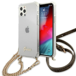 Guess GUHCP12MKC4GSGO iPhone 12/12 Pro6,1" Transparent hardcase 4G Gold Chain