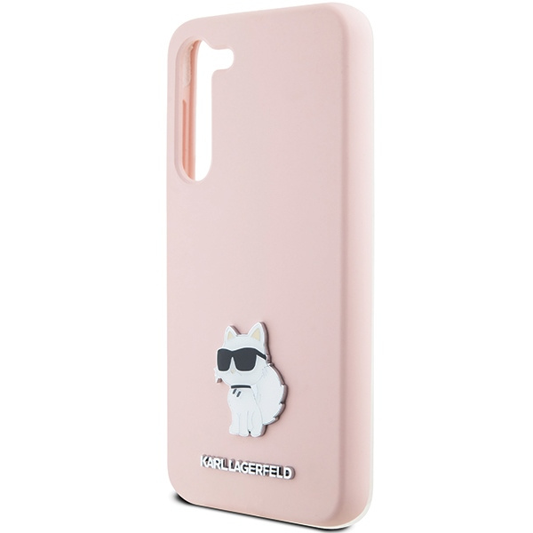 Karl Lagerfeld Silicone Choupette Metal Pin case for Samsung Galaxy S23 - pink