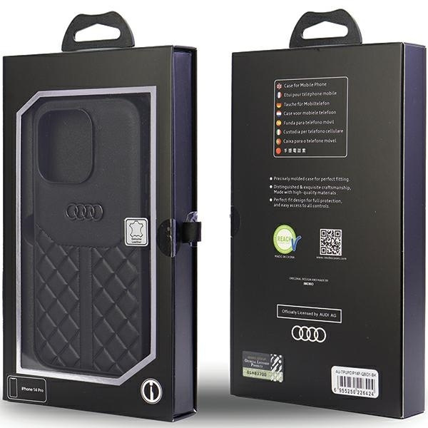 Audi Genuine Leather iPhone 14 Pro 6.1" black/black hardcase AU-TPUPPCIP14P-Q8/D1-BK