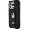 Karl Lagerfeld Gripstand Saffiano Choupette Pins case for iPhone 15 Pro Max - black