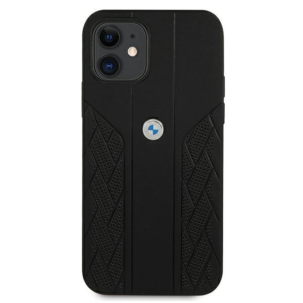 Etui BMW Leather Curve Perforate na iPhone 12 mini - czarne