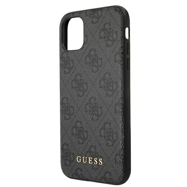 Guess GUHCN61G4GFGR iPhone 11 / Xr 6,1"szary/grey hard case 4G Metal Gold Logo