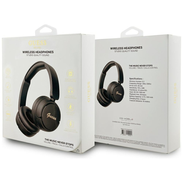 Słuchawki nauszne Guess Bluetooth 5.3    Metal Logo Script czarny