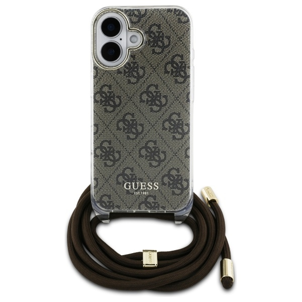 Guess GUHCP16SHC4SEW iPhone 16 6.1"      brązowy/brown hardcase Crossbody Cord 4G Print